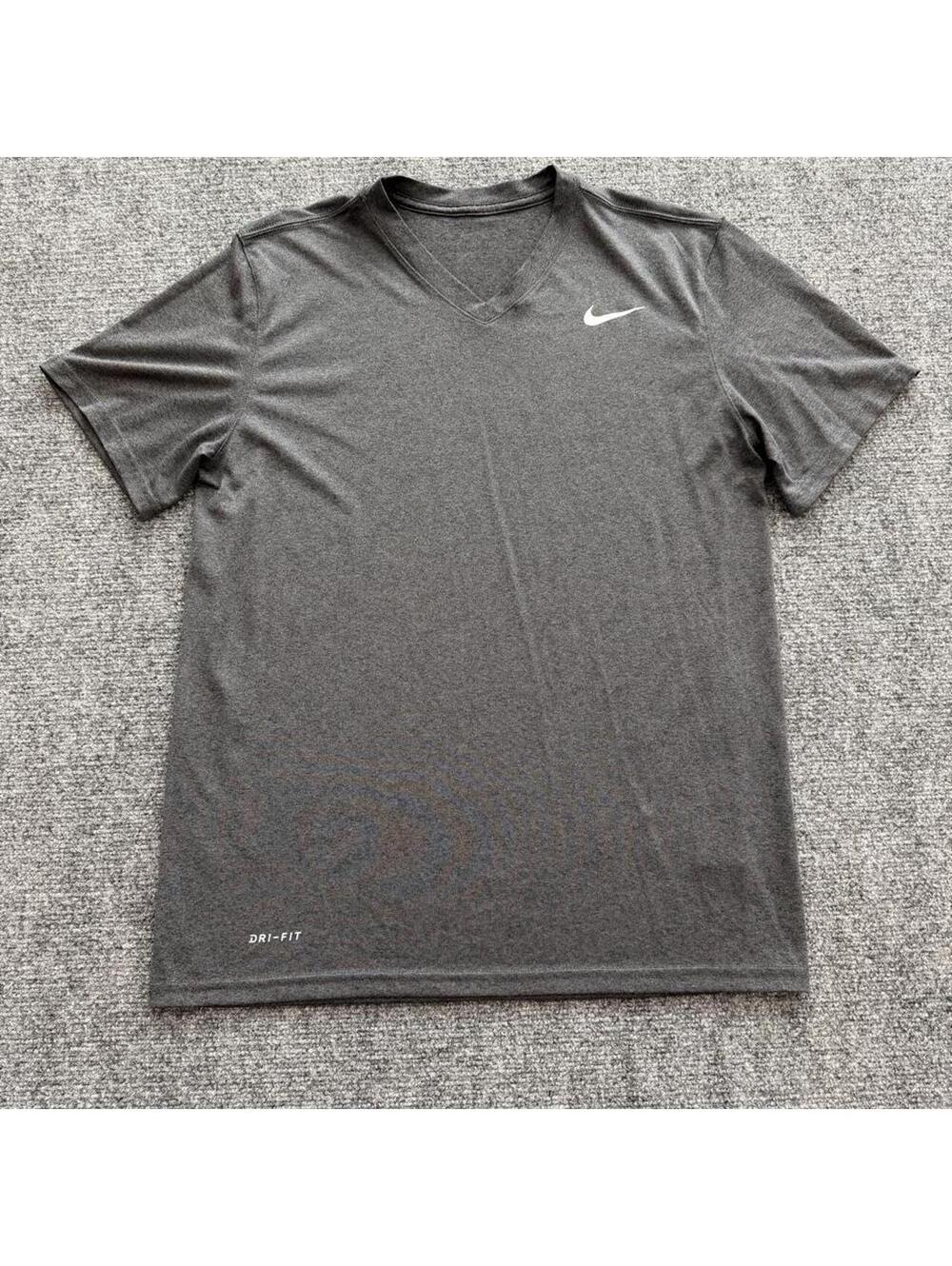 Nike charcoal grey dri-fit V neck activewear top size small